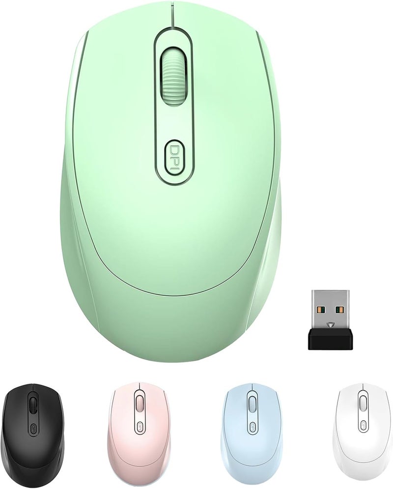 ONEUP Wireless Mouse, 2.4G, Silent, USB Nano Receiver for Laptop, Chromebook, PC, Mac, Windows and School Work （Green） - Image 1
